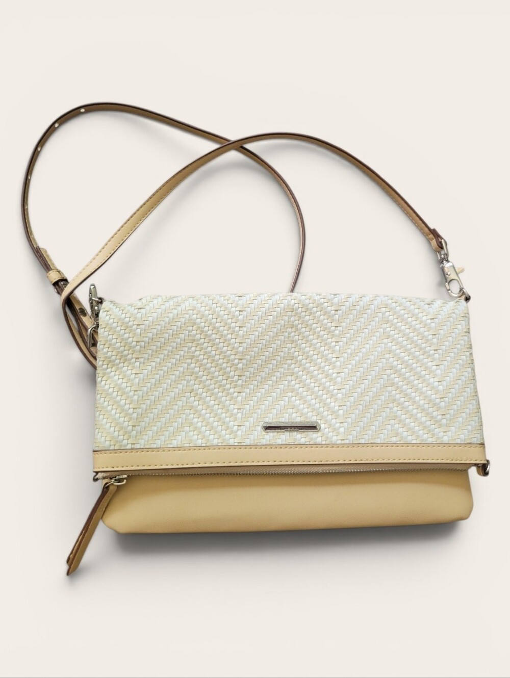 Stella & Dot Waverly Petite Crossbody Clutch Bag Chevron Woven Foldover Purse